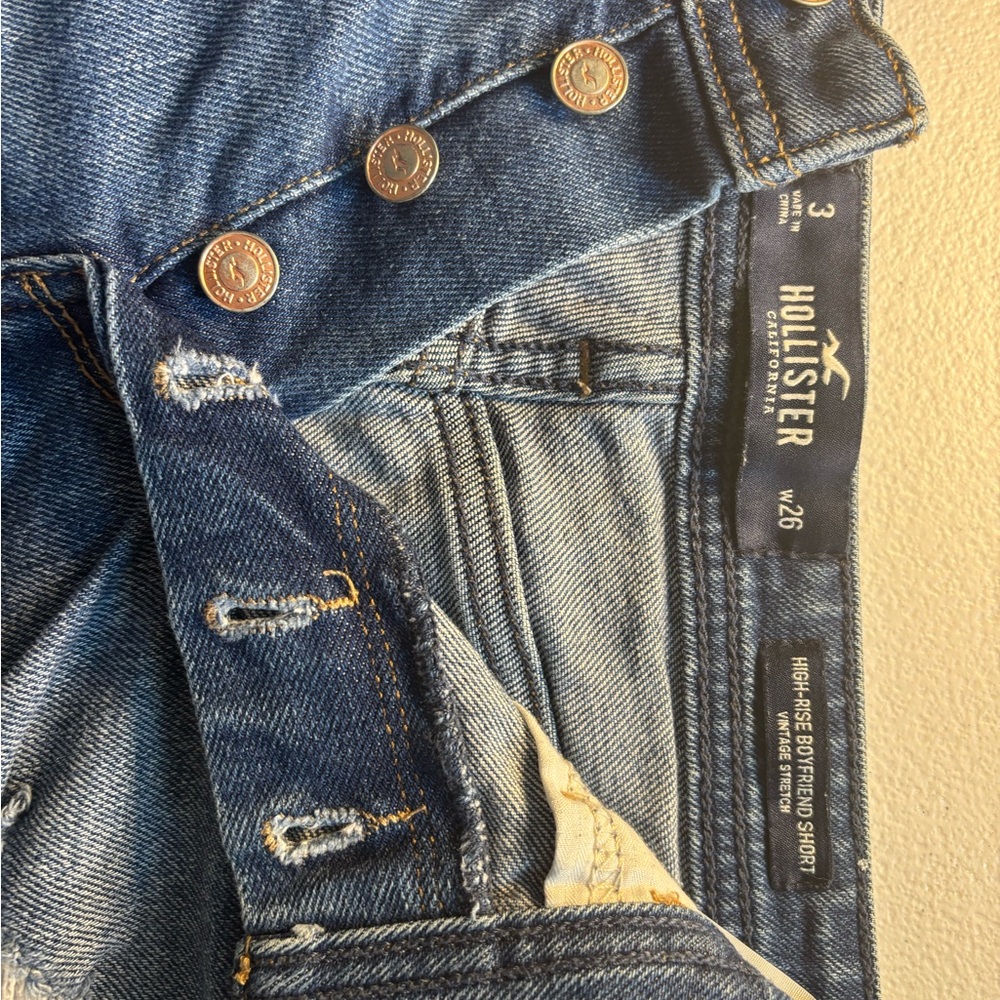 Hollister Blue Jeans with Vintage Distressing and Straight Fit